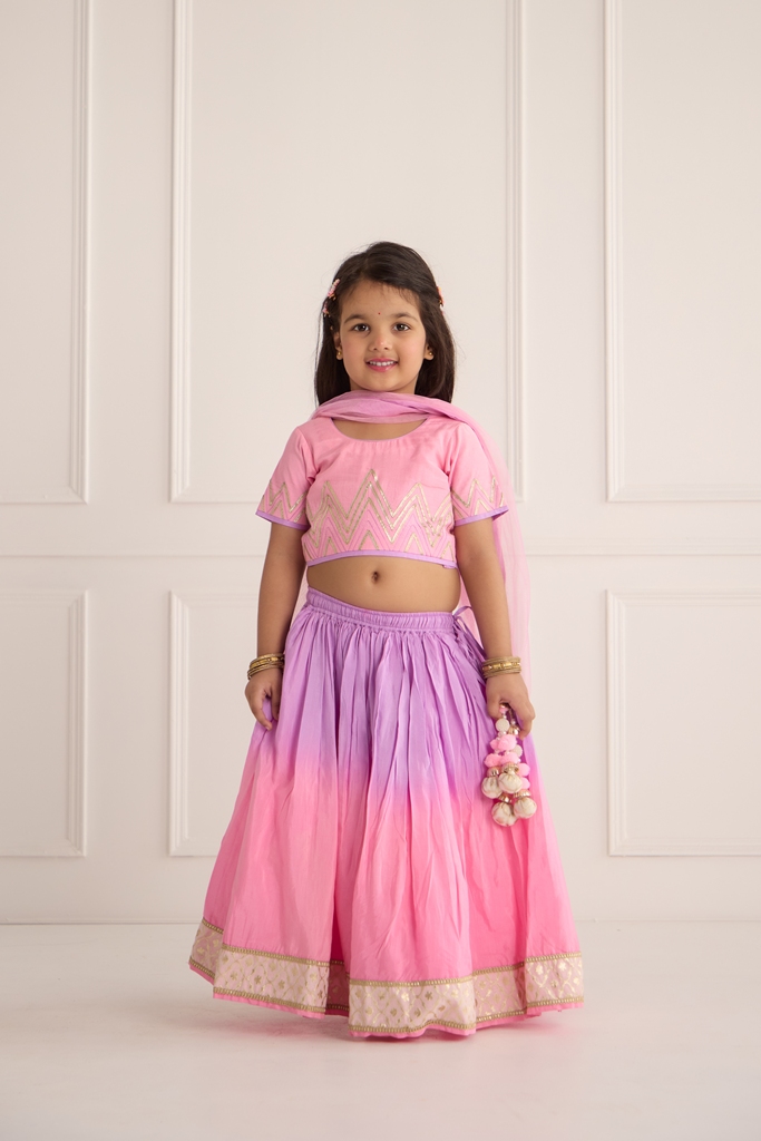 Pink and purple ombre lehenga