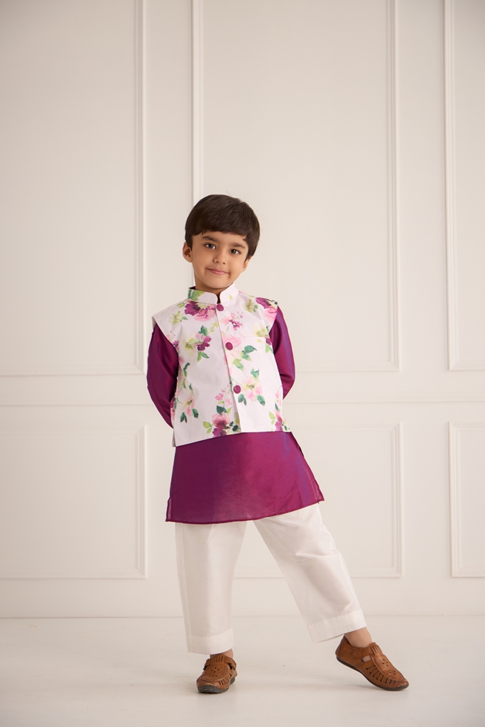Purple floral kurta set