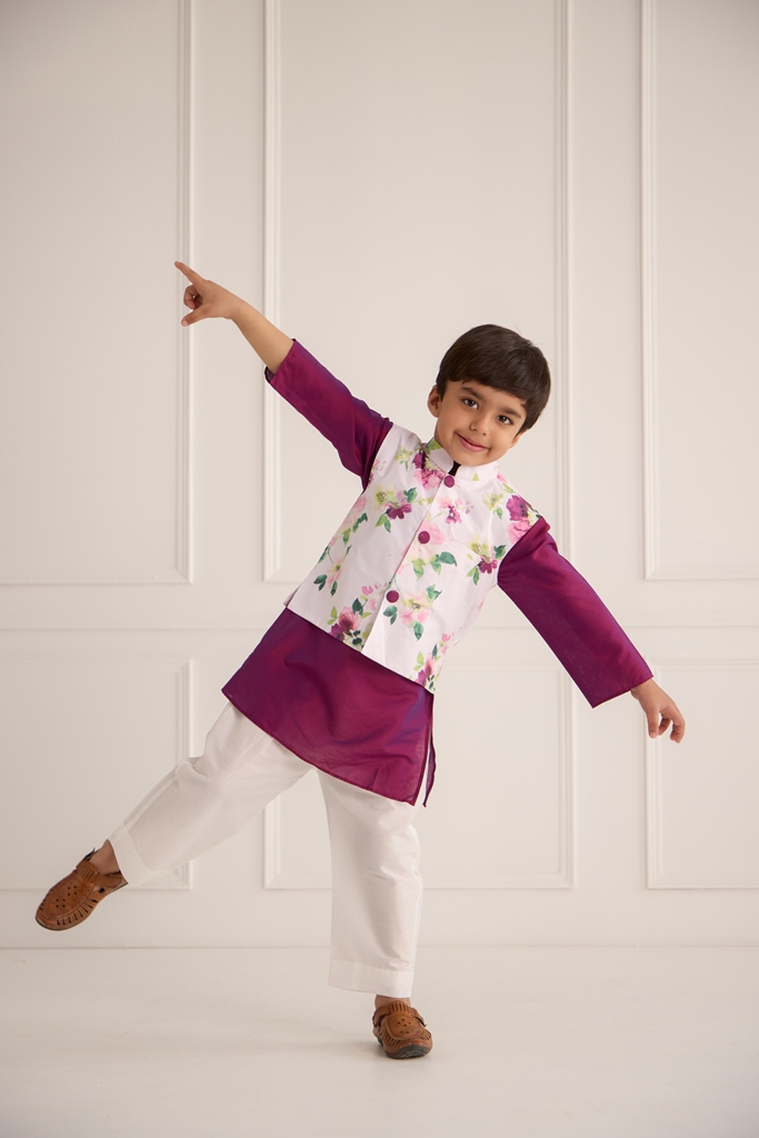 Purple floral kurta set - Image 2