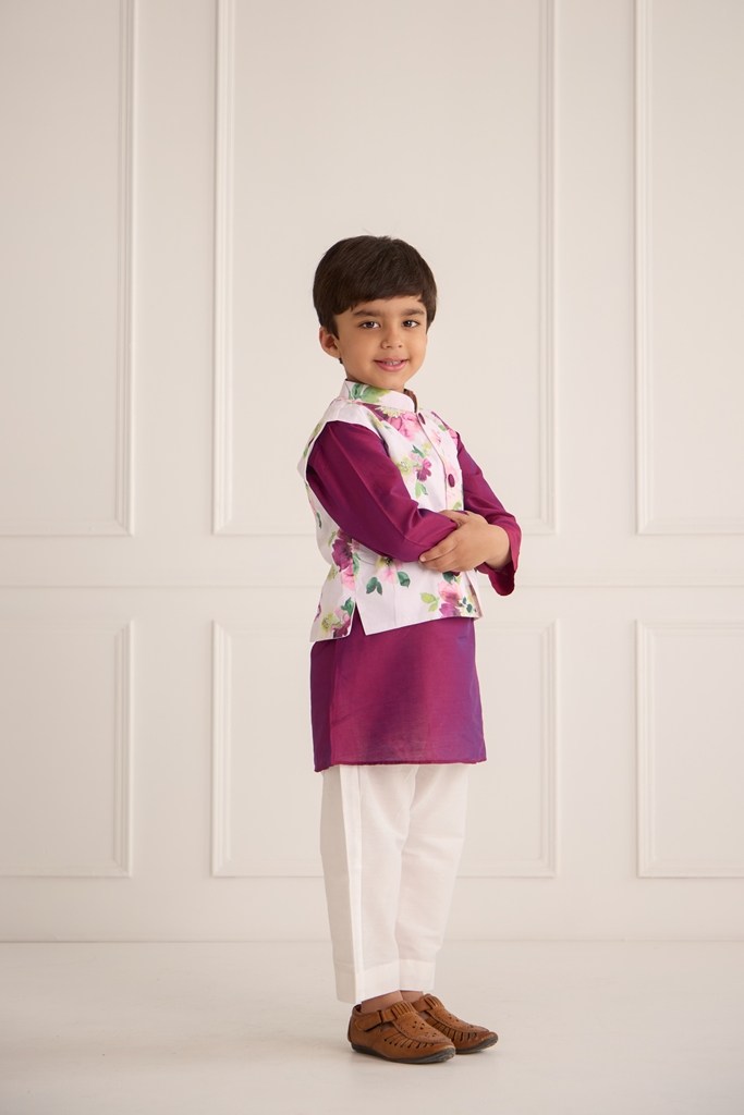 Purple floral kurta set - Image 4