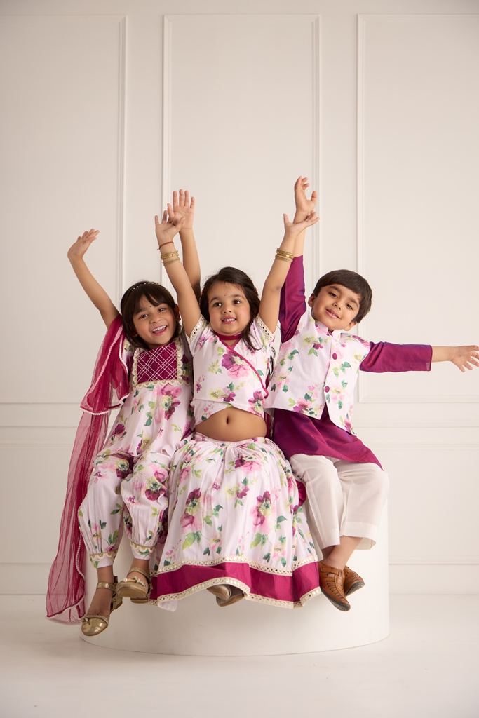 Purple floral kurta set - Image 5