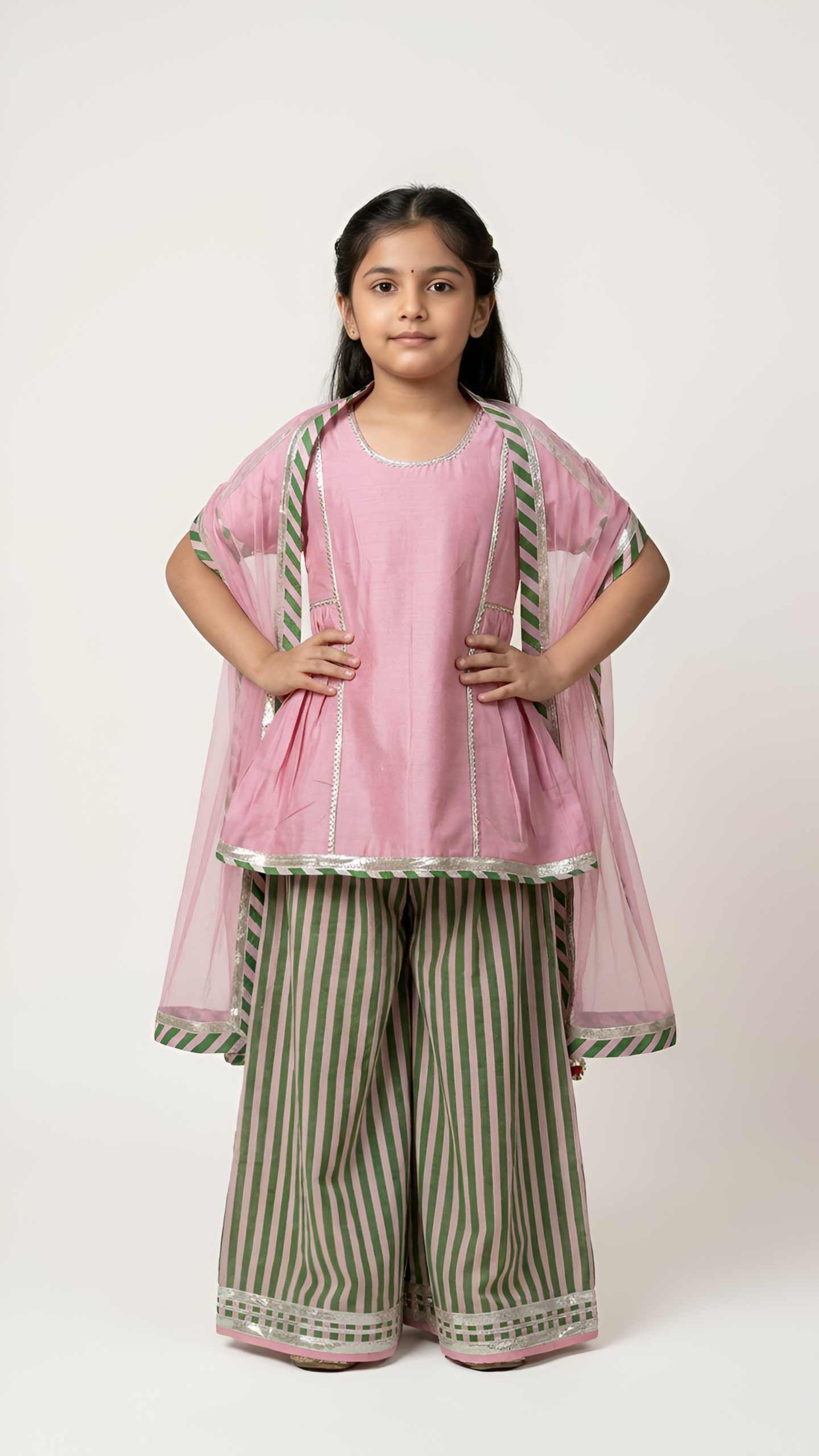 Striped gota sharara set